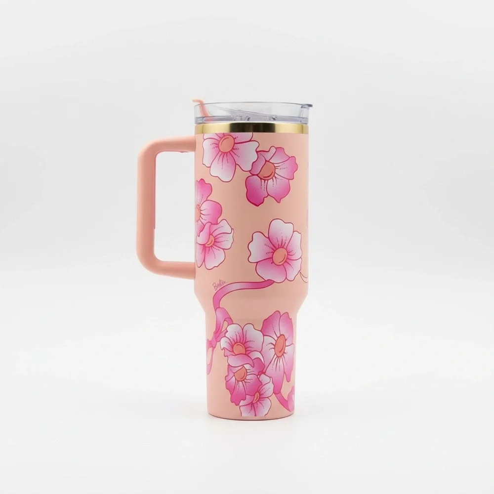 Barbie Just Peachy Quencher H2.0 40oz Tumbler Floral NEW Box - Picture 4 of 5